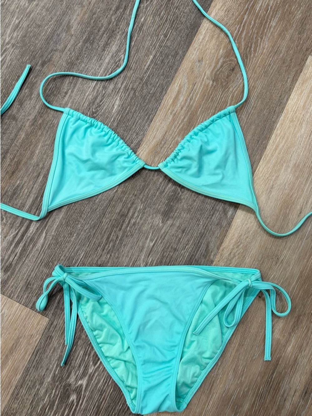 Victoria's Secret Aqua Tie-Side Triangle Bikini